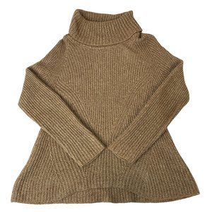 Massimo Dutti Gold Shimmery Turtleneck Sweater Women's Small Italian Yarn